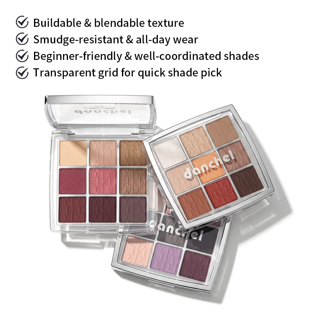 9-Color Professional Eyeshadow Palette for Matte and Shimmer Eye Makeup