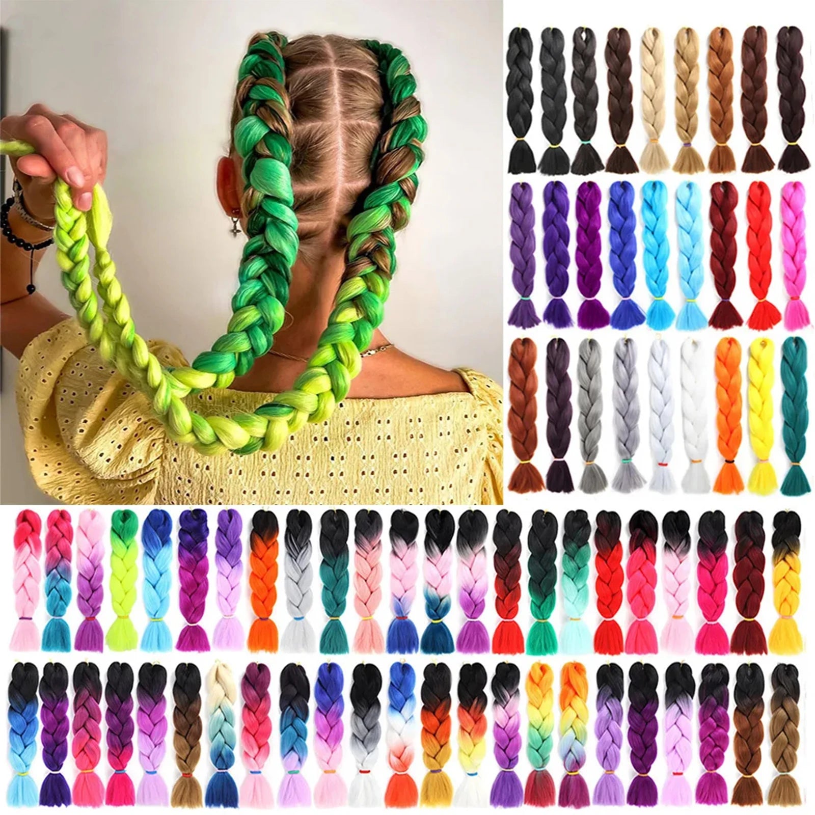 24-Inch Synthetic Jumbo Braiding Hair Extensions - 1
