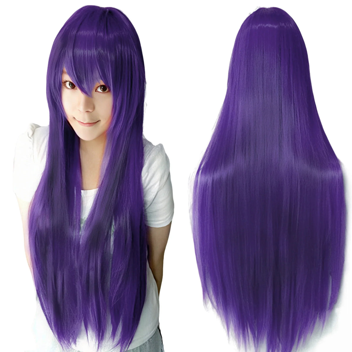Long Straight Violet Cosplay Wig for Anime Costumes and Halloween