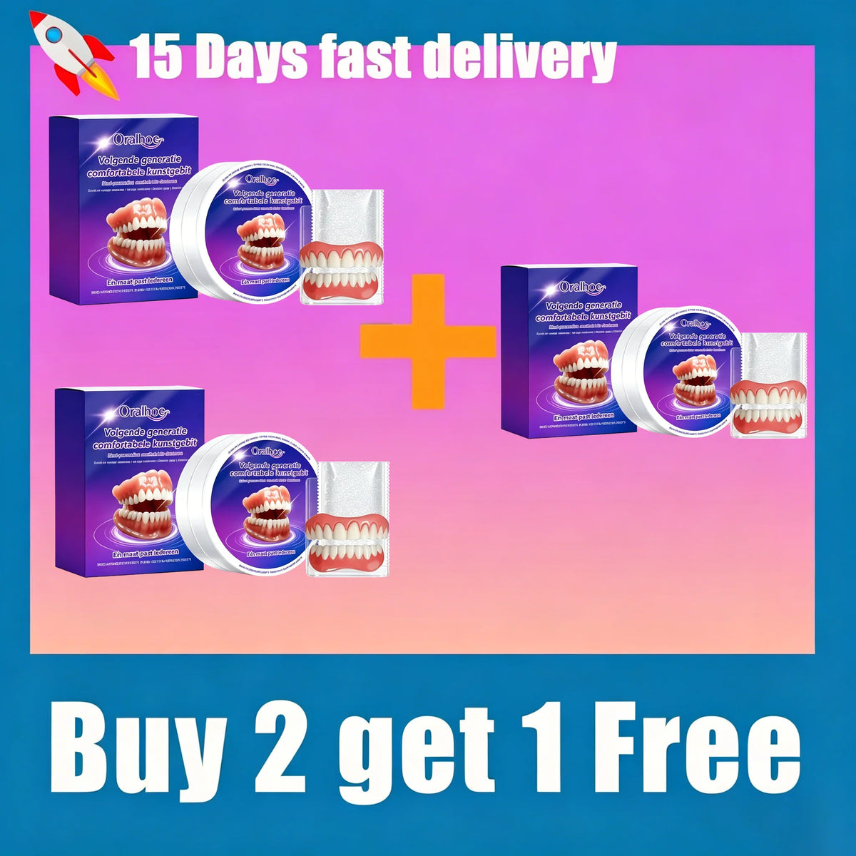 Soft Silicone Snap-On Denture Kit for Realistic Natural Looking Smile