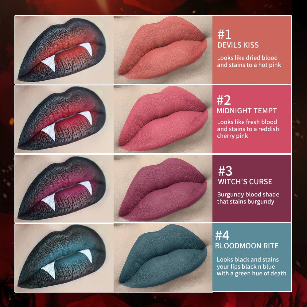 Long-Lasting Waterproof Matte Bloody Lip Stain for Halloween Makeup - 4