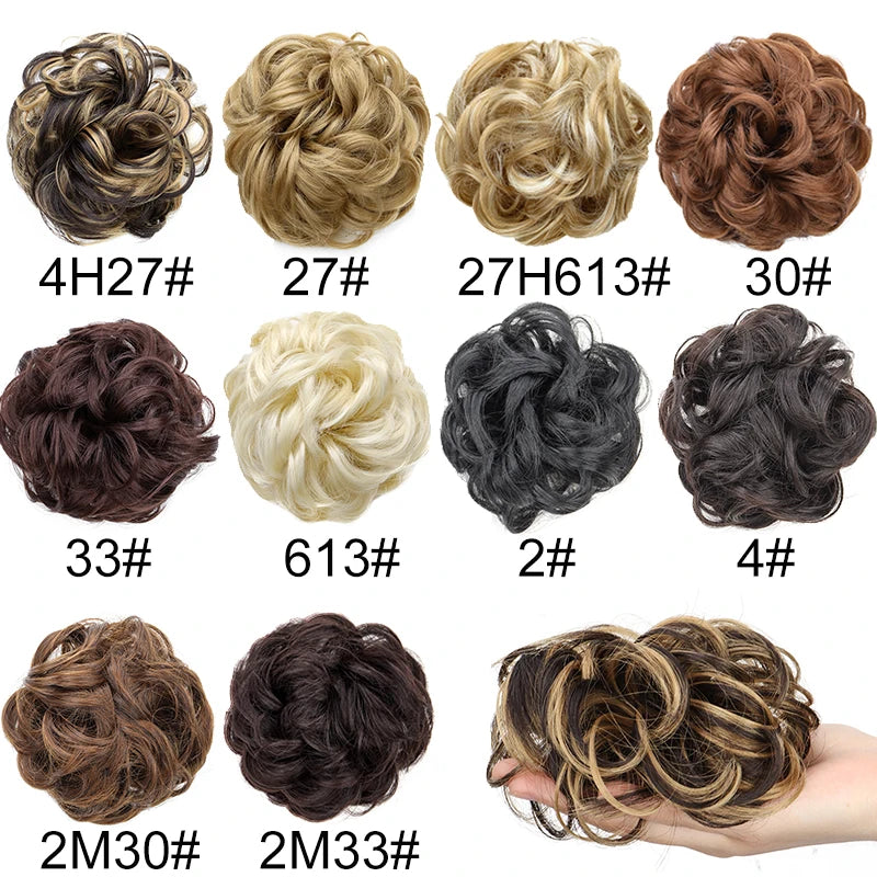 Messy Wavy Bun Hair Extension for Women Curly Chignon Hair Piece