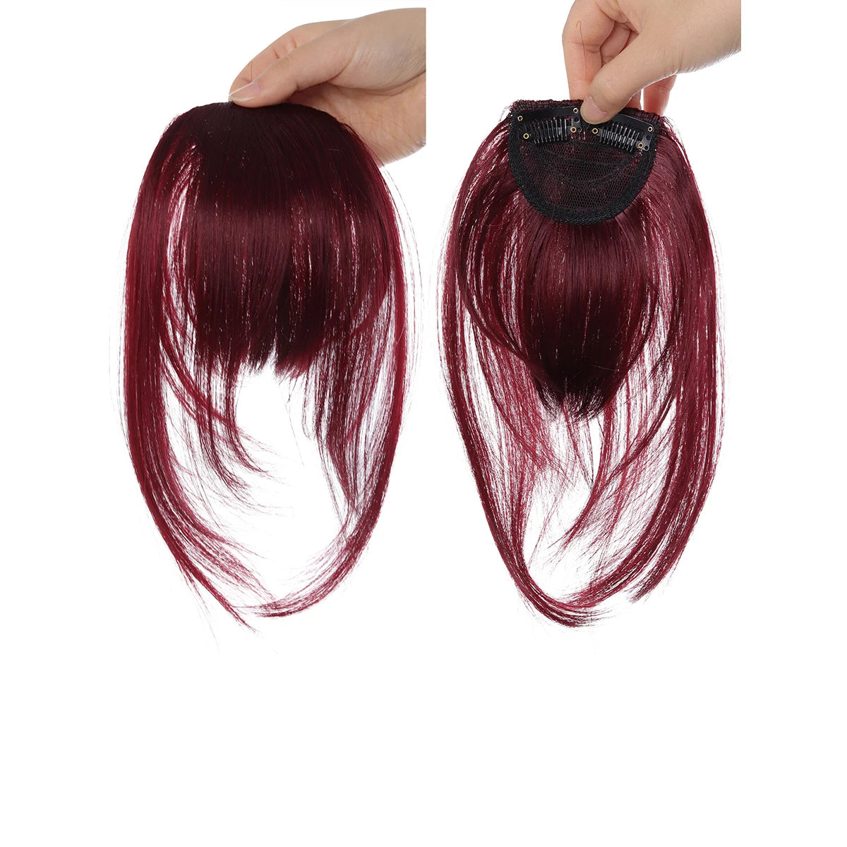 Clip-In Wispy Fringe Bangs with Sideburns for Natural Hair Transformation - 15