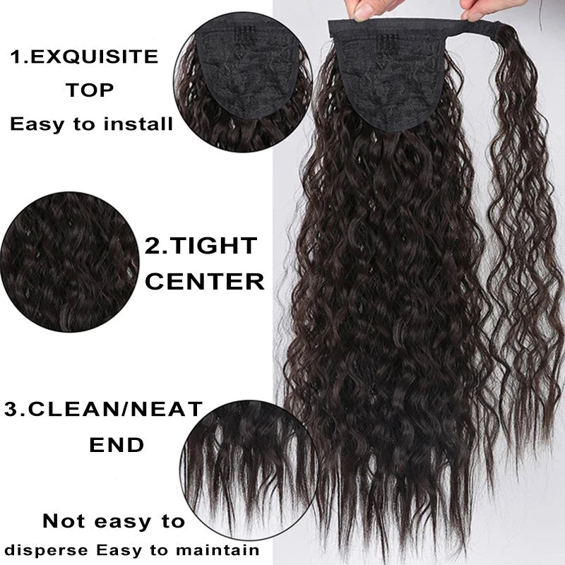 22-Inch Kinky Curly Drawstring Ponytail Extension - 9