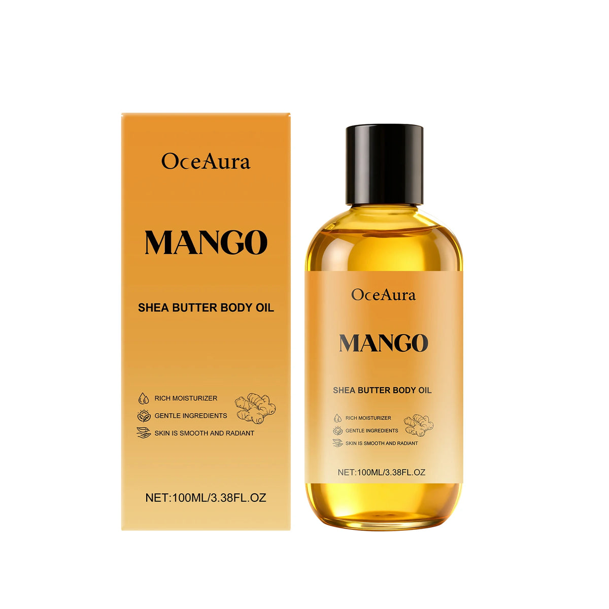 Mango Shea Butter Body Oil for Deep Skin Hydration and Smoothing Rough Skin