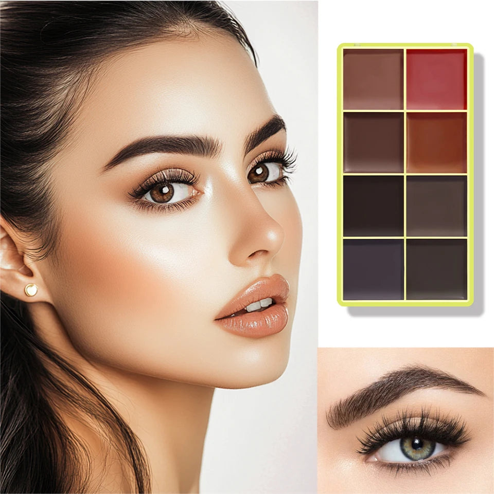 8-Color Cream Blush and Contouring Makeup Palette for Flawless Skin - 21