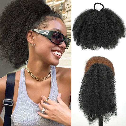 Kinky Curly Ponytail Extension with Elastic Headband