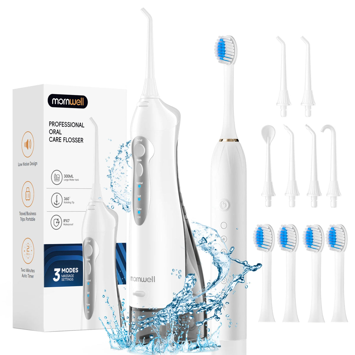 Portable Cordless Water Flosser and Sonic Electric Toothbrush Oral Care Set