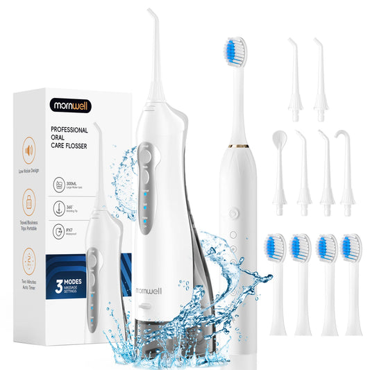 Portable Cordless Water Flosser and Sonic Electric Toothbrush Oral Care Set