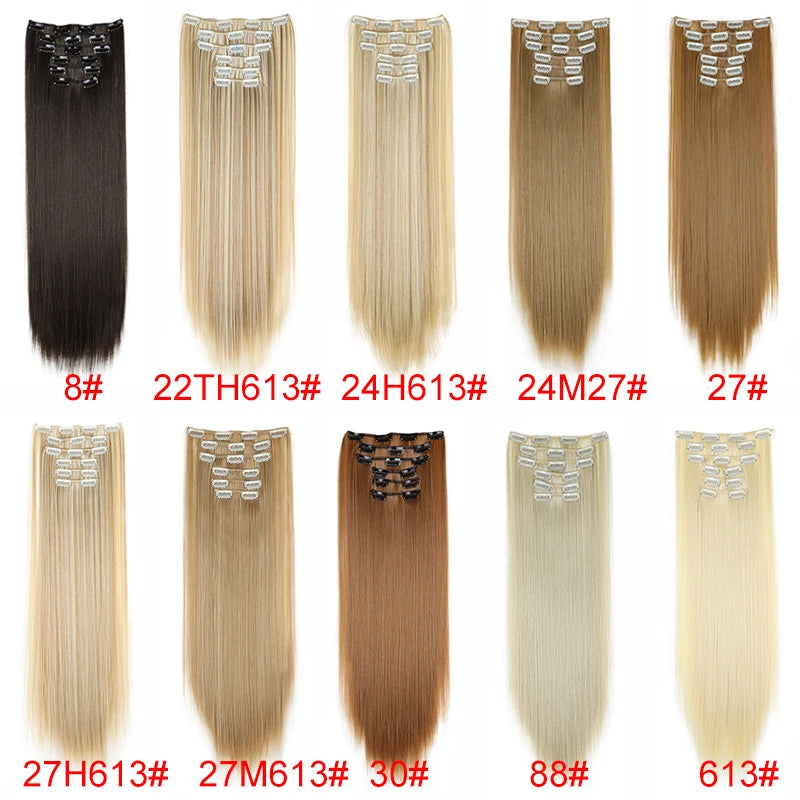 24-Inch Long Straight Clip-In Hair Extensions for Women