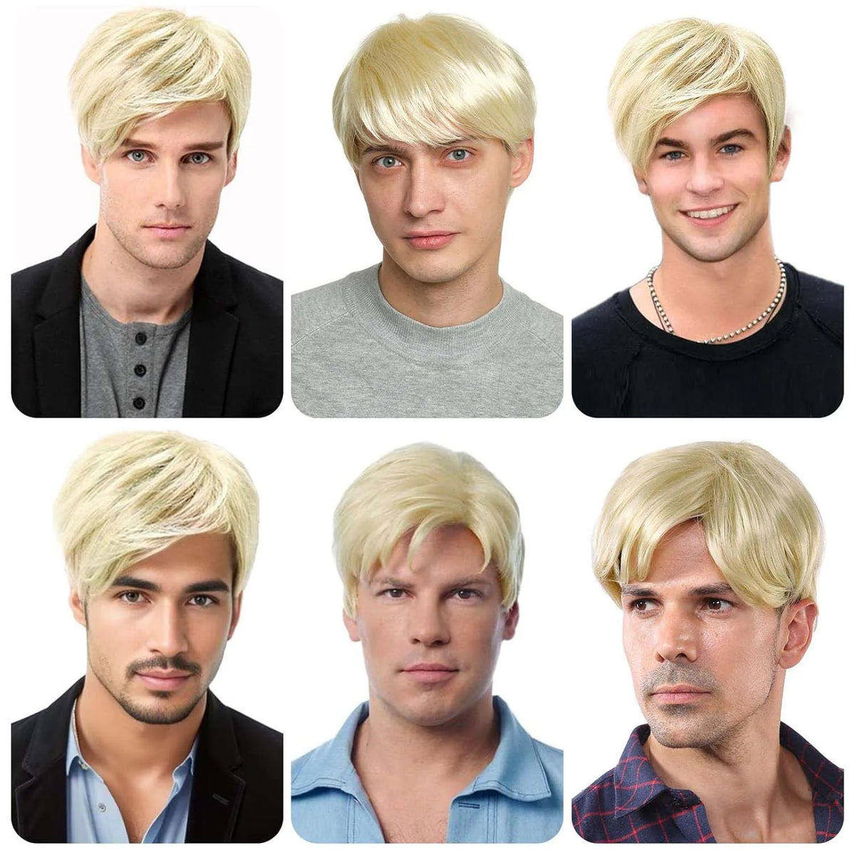 Short Straight Natural Look Synthetic Wig for Men Daily or Costume Wear