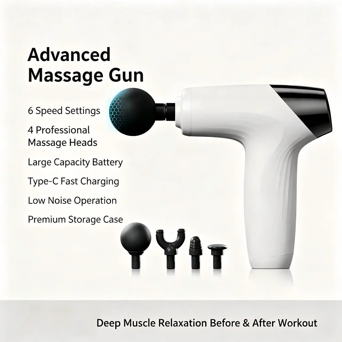 Portable Deep Tissue Percussion Massage Gun for Muscle Recovery and Pain