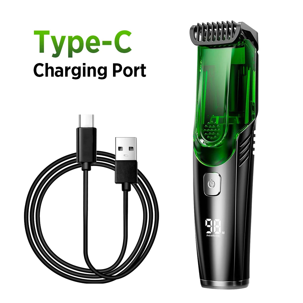 Cordless Vacuum Beard Trimmer and Grooming Kit for Men