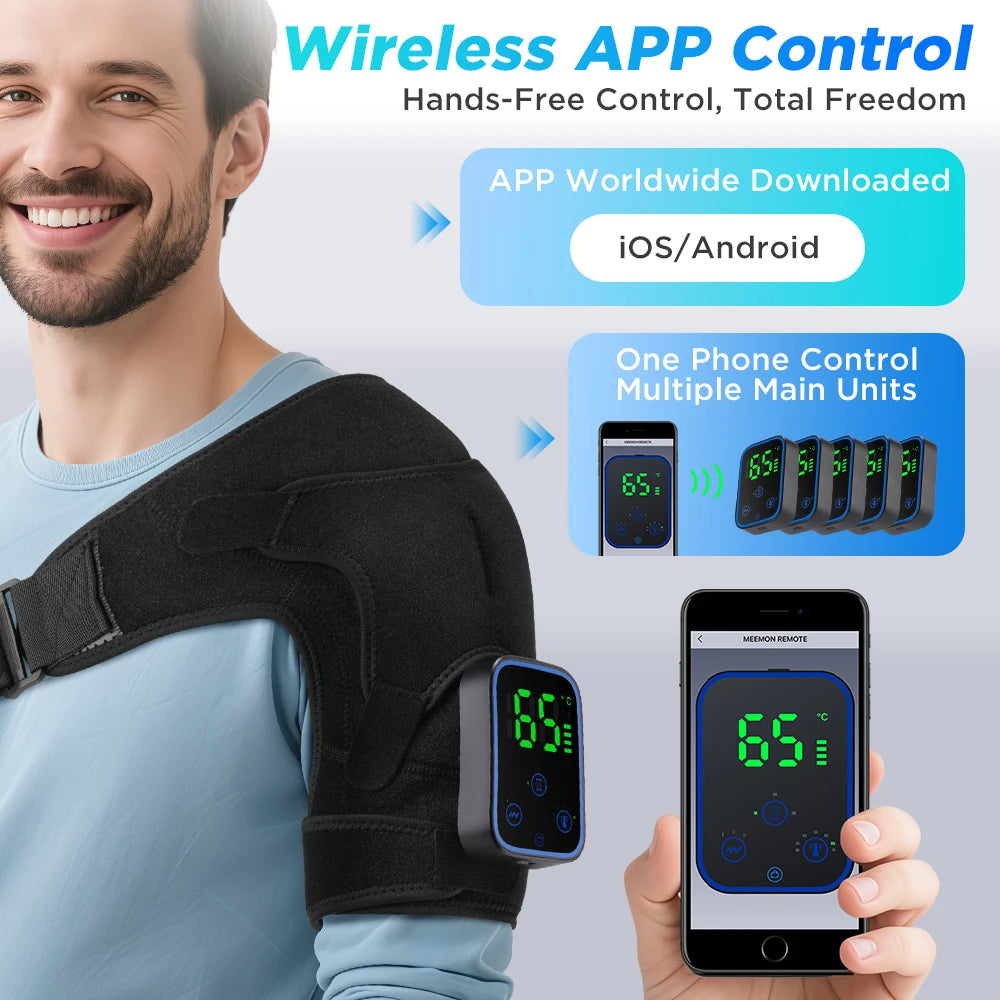 Cordless Heated Shoulder Massage Brace with App Control and Vibration