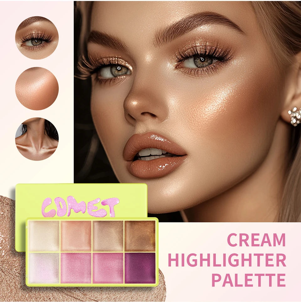 8-Color Cream Blush and Contouring Makeup Palette for Flawless Skin