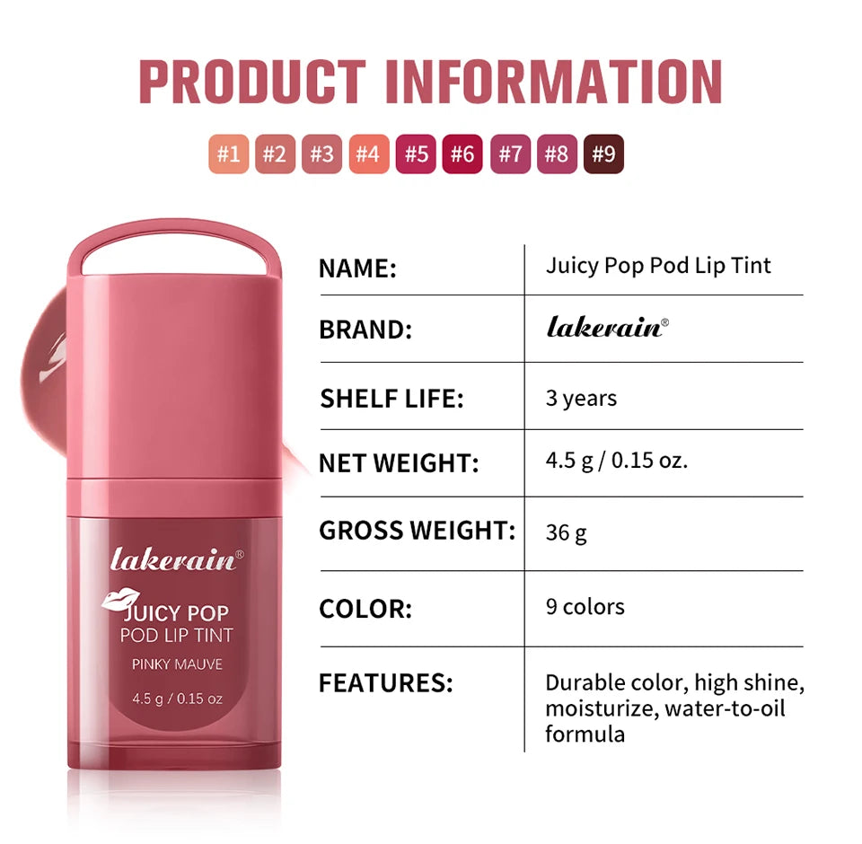Juicy Pop Pod Lip Tint for Long-Lasting Hydration and High-Shine Finish - 15
