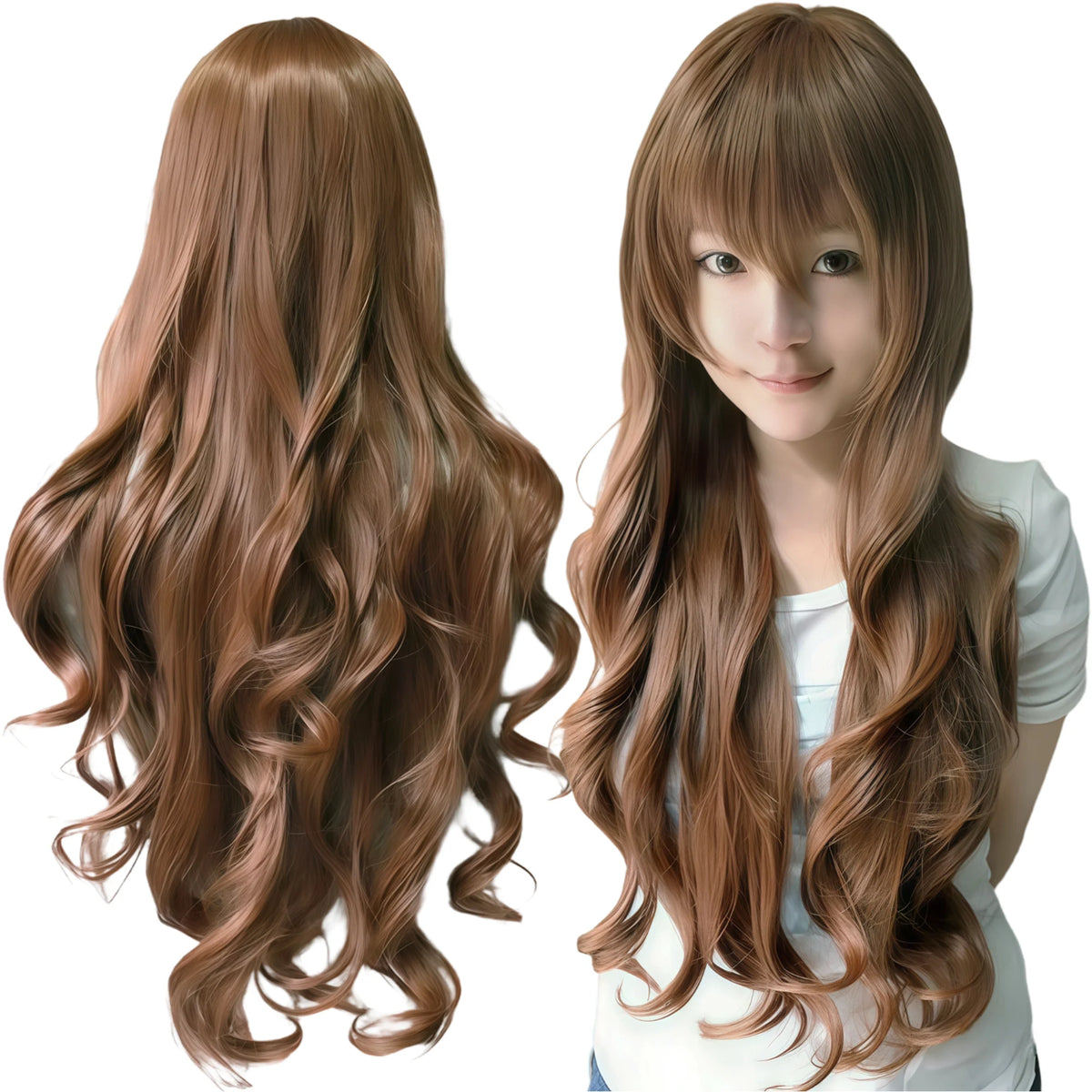 Long Hot Pink Curly Wavy Wig for Cosplay and Halloween Costumes