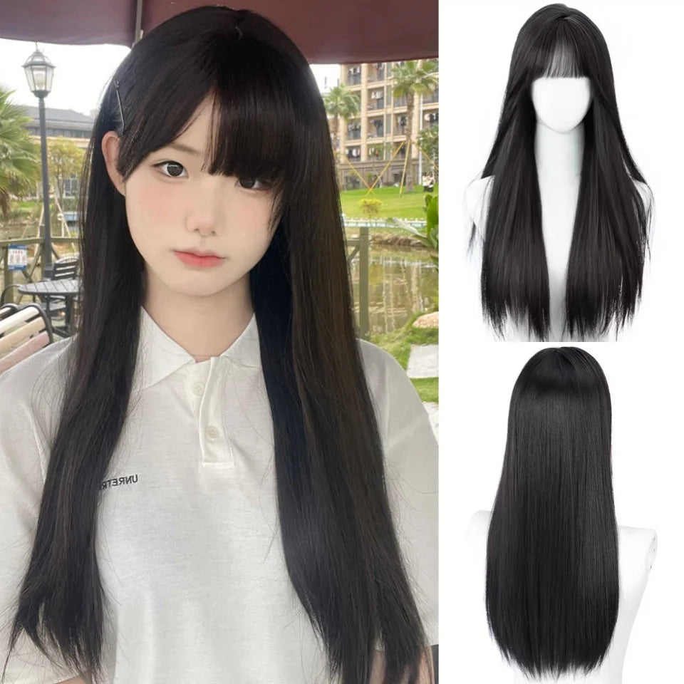 Long Straight Blue Synthetic Cosplay Wig for Halloween and Costume Parties - 22