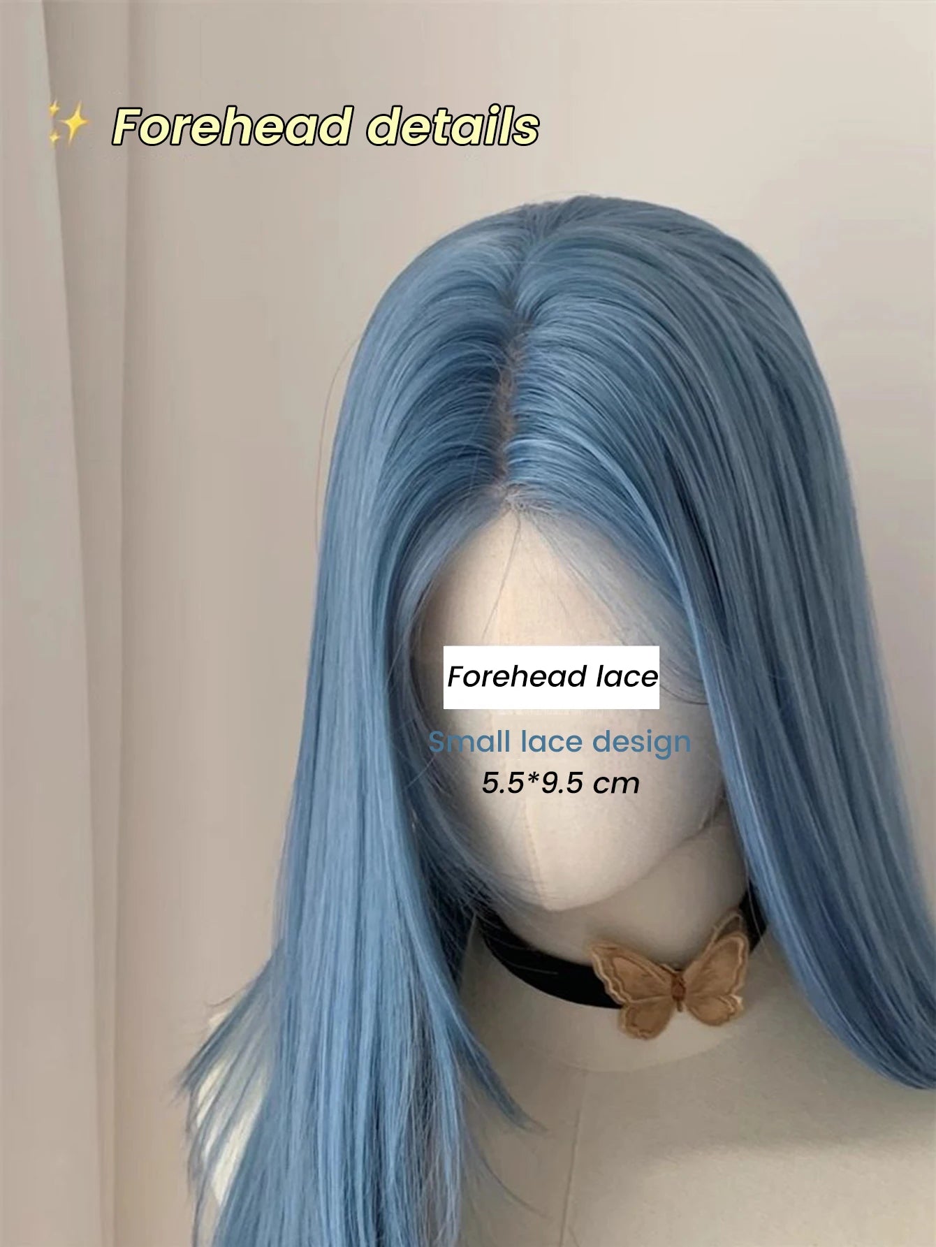Long Straight Blue Synthetic Cosplay Wig for Halloween and Costume Parties - 4