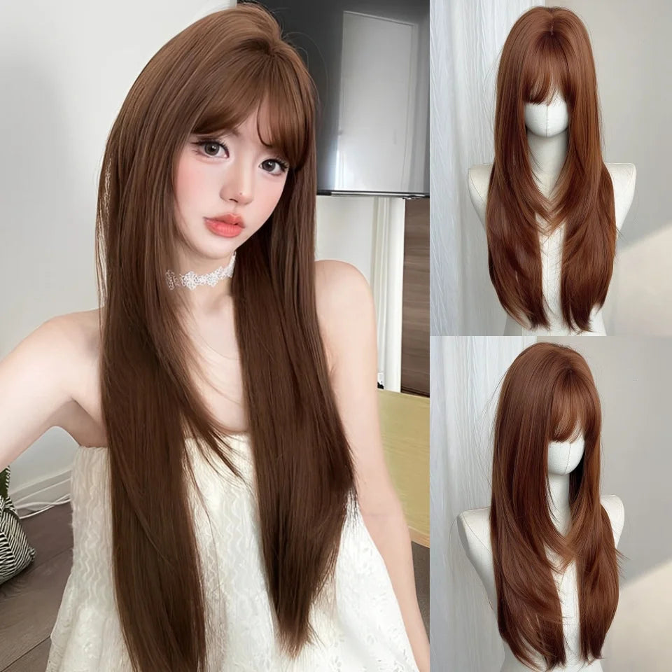 Long Straight Blue Synthetic Cosplay Wig for Halloween and Costume Parties - 24