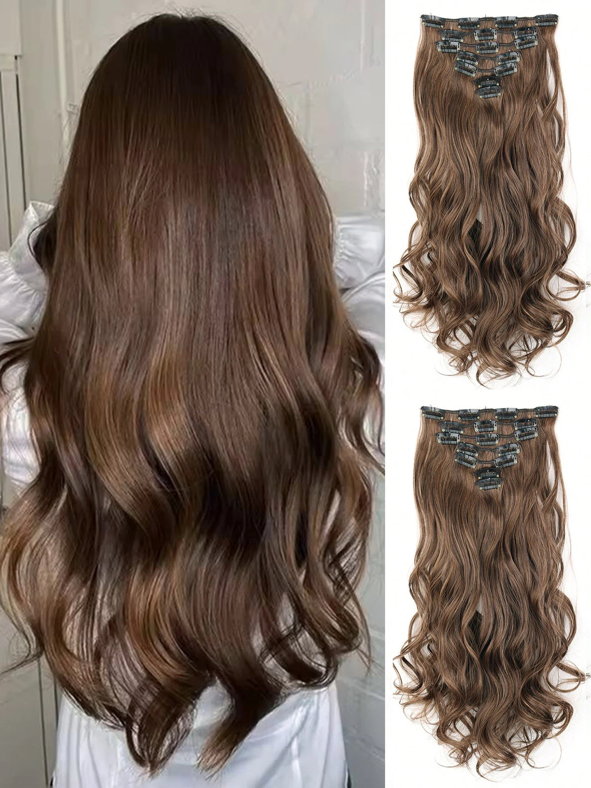 22-Inch Wavy Clip-In Hair Extensions for Instant Volume