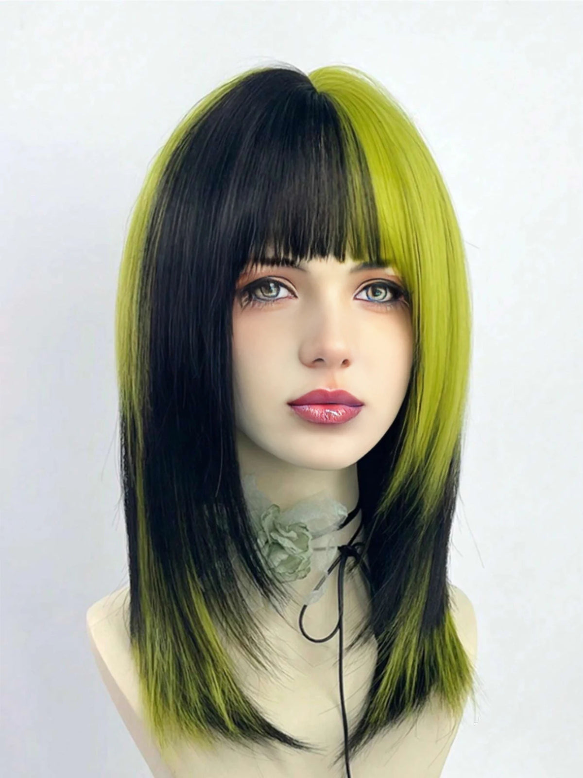 Two-Tone Straight Layered Wig with Bangs for Parties and Cosplay