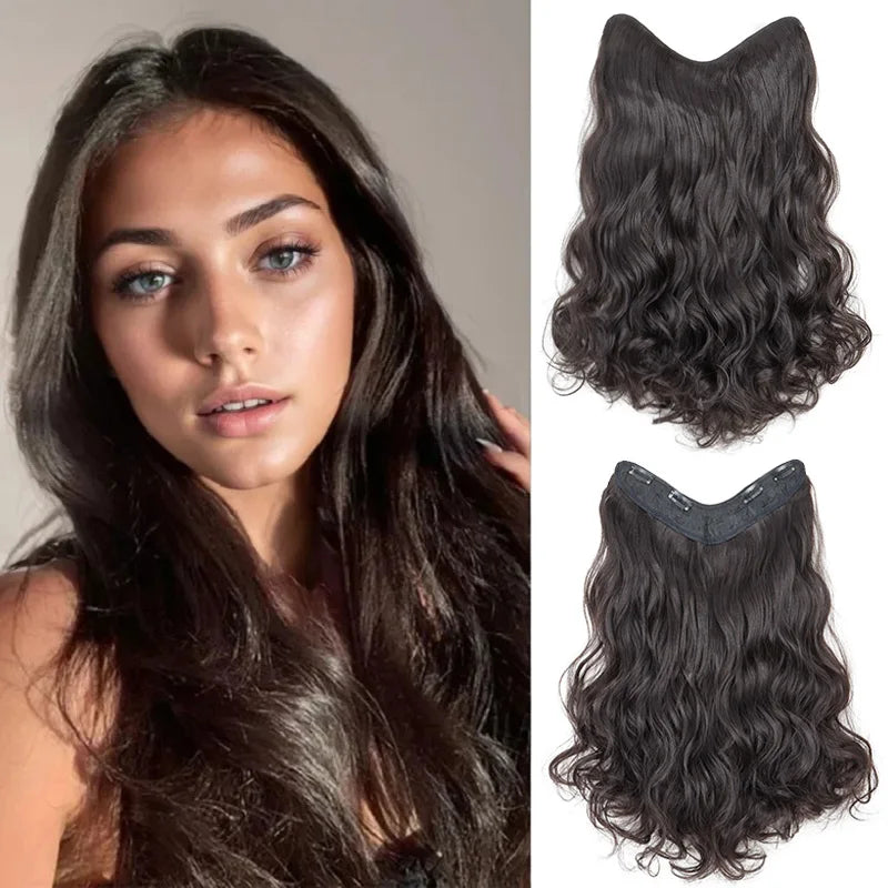 20-Inch V-Shaped Wavy Clip-In Hair Extensions - 1