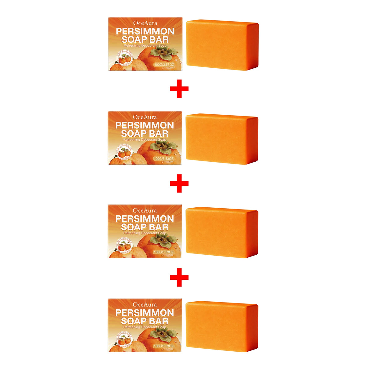 Natural Persimmon Deodorizing Soap Bar for Refreshing Body Odor Control