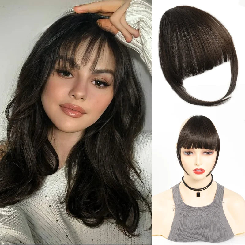 Clip-In Synthetic Hair Bangs Fringe Extension for Instant Volume and Style