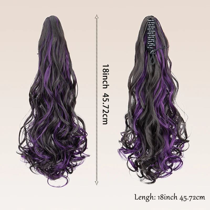18 Inch Colorful Curly Claw Clip Ponytail Hair Extension