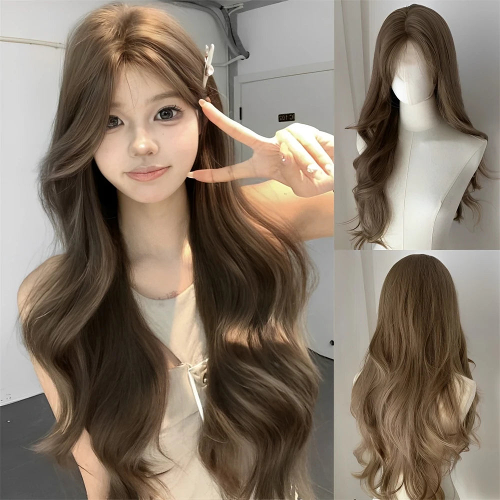 Long Wavy Blonde Cosplay Wig with Bangs - 35