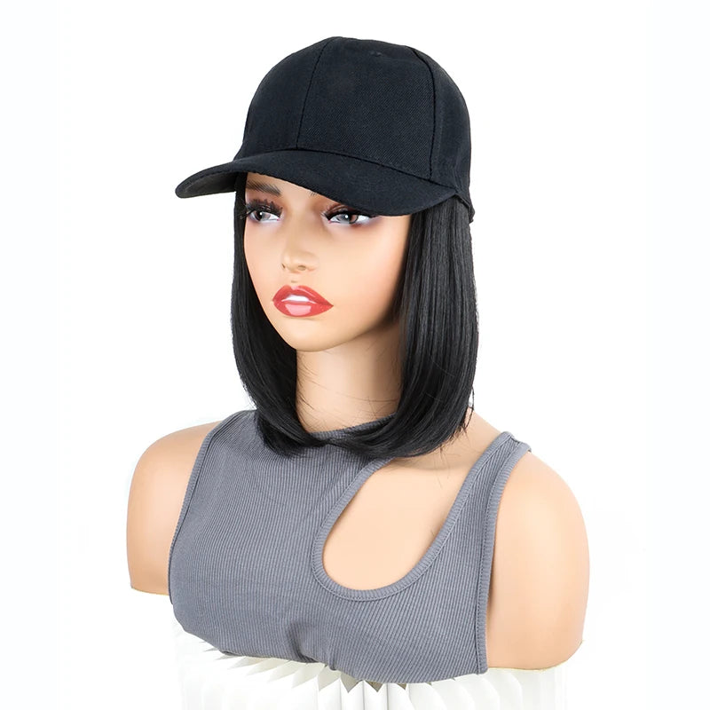 12-Inch Short Bob Synthetic Hair Extension Baseball Cap