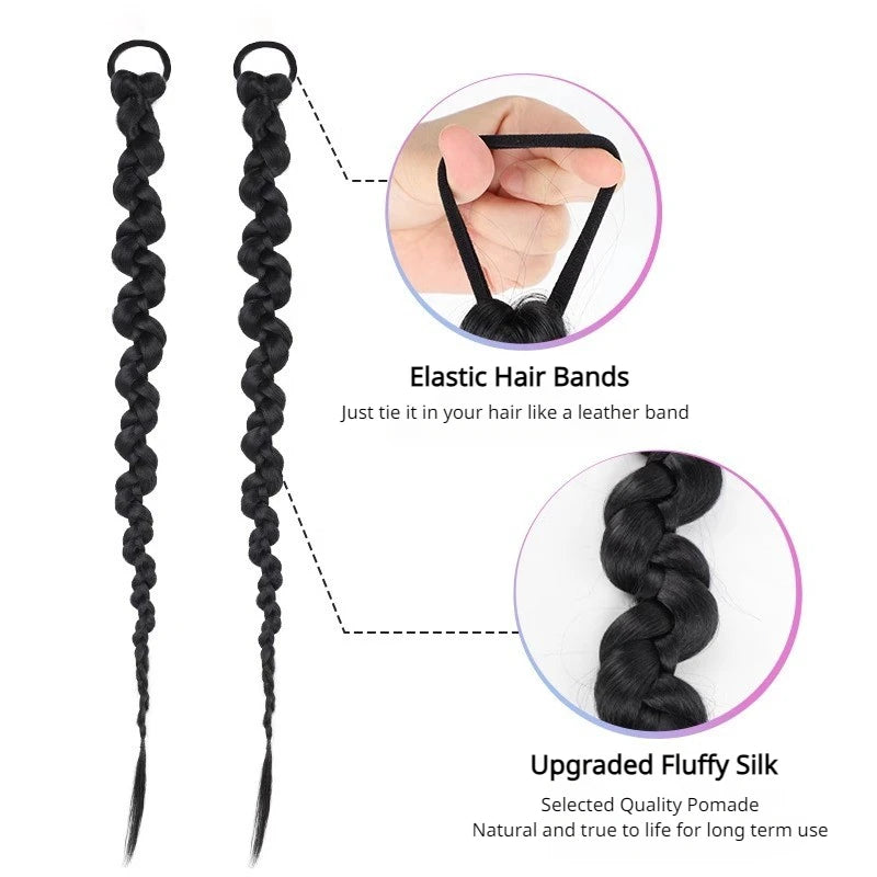 Synthetic Braided Ponytail Extension Set for Trendy Hairstyles - 8