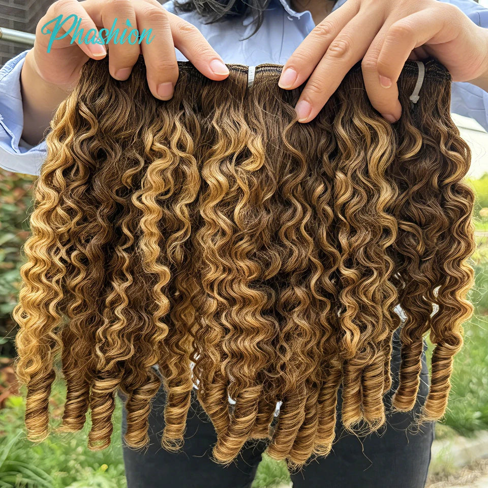 Burmese Curly Highlight Human Hair Bundles