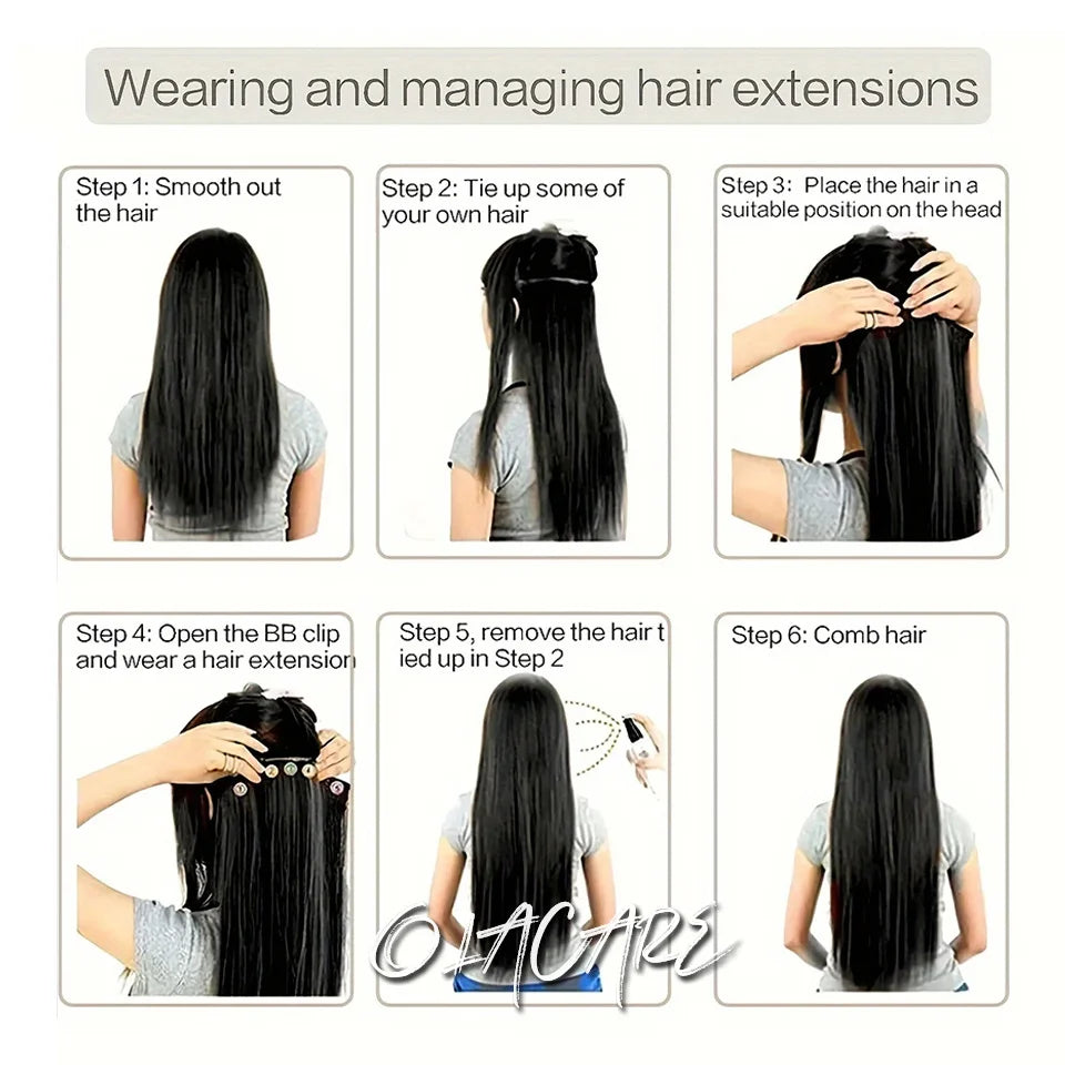 24-Inch Long Straight Clip-In Hair Extensions for Women - 18