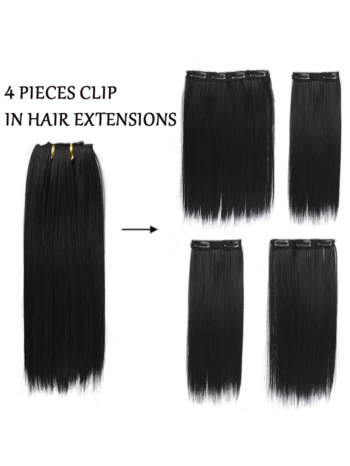 Straight Clip-In Synthetic Hair Extension for Volume