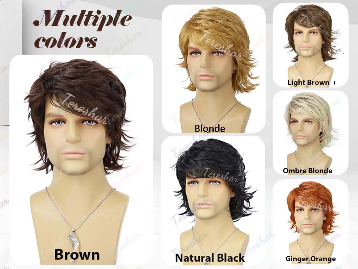 Short Curly Layered Synthetic Wig for Men Cosplay and Daily Style - 8