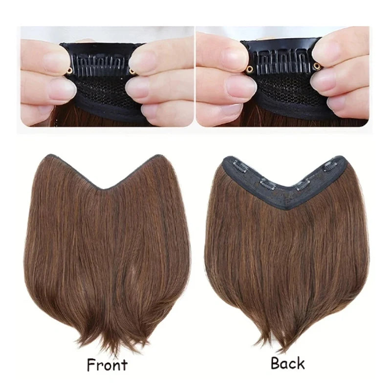Short Straight V-Shaped Half Wig Hair Extension for Women - 3