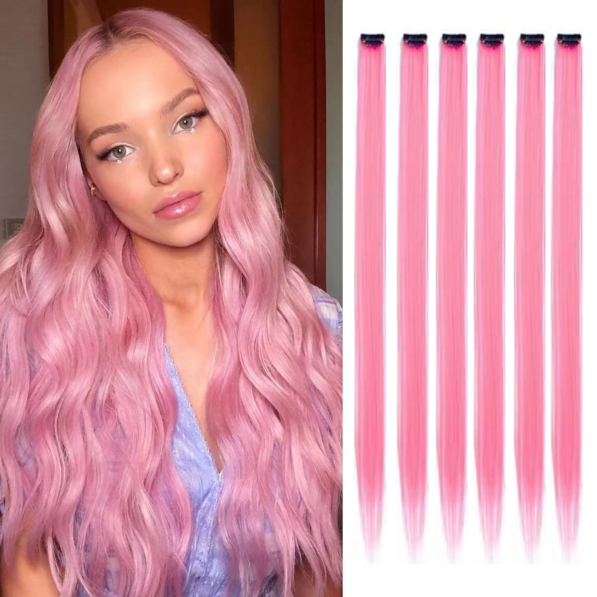 22-Inch Colored Clip-In Hair Extension Highlights
