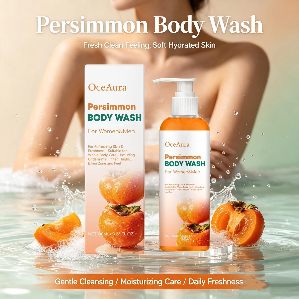 Persimmon Body Wash for Natural Odor Elimination and Skin Refreshment