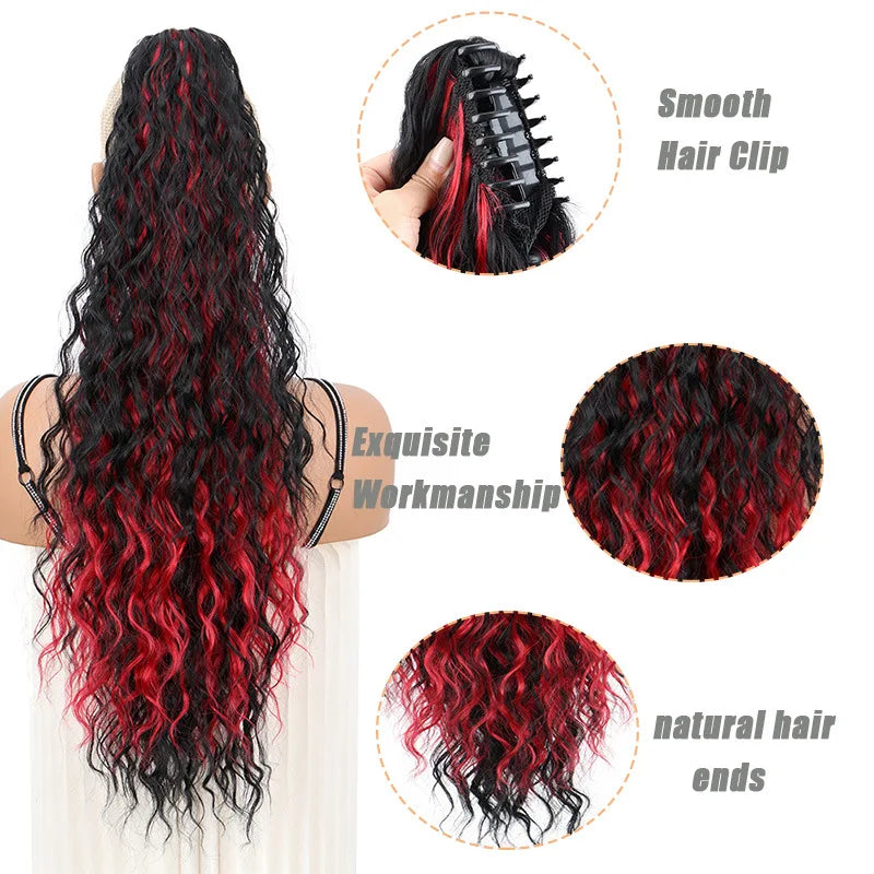 Long Straight Claw Clip Ponytail Hair Extension for Daily and Party Wear