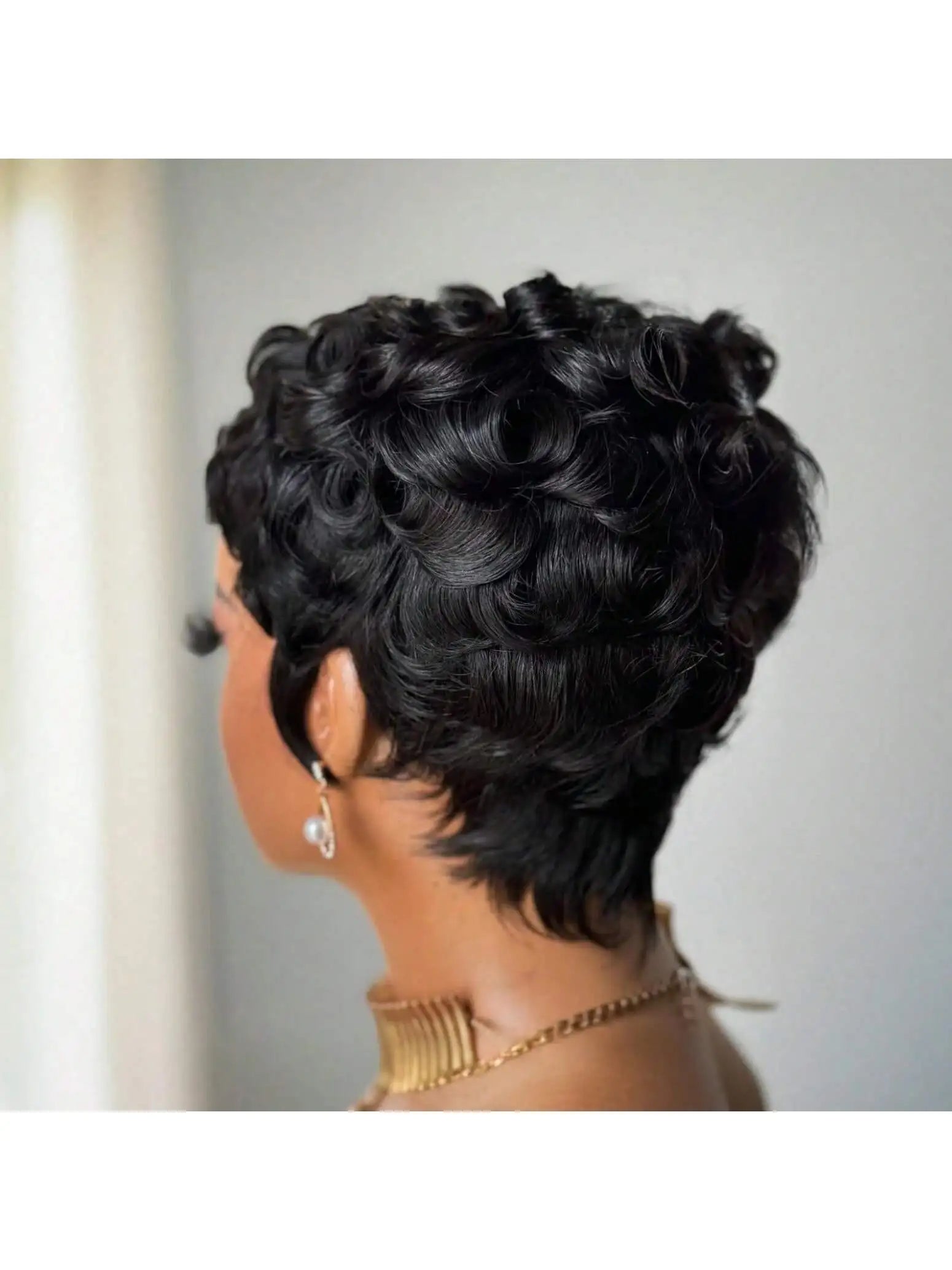 Short Curly Pixie Cut Wig for Women - 5