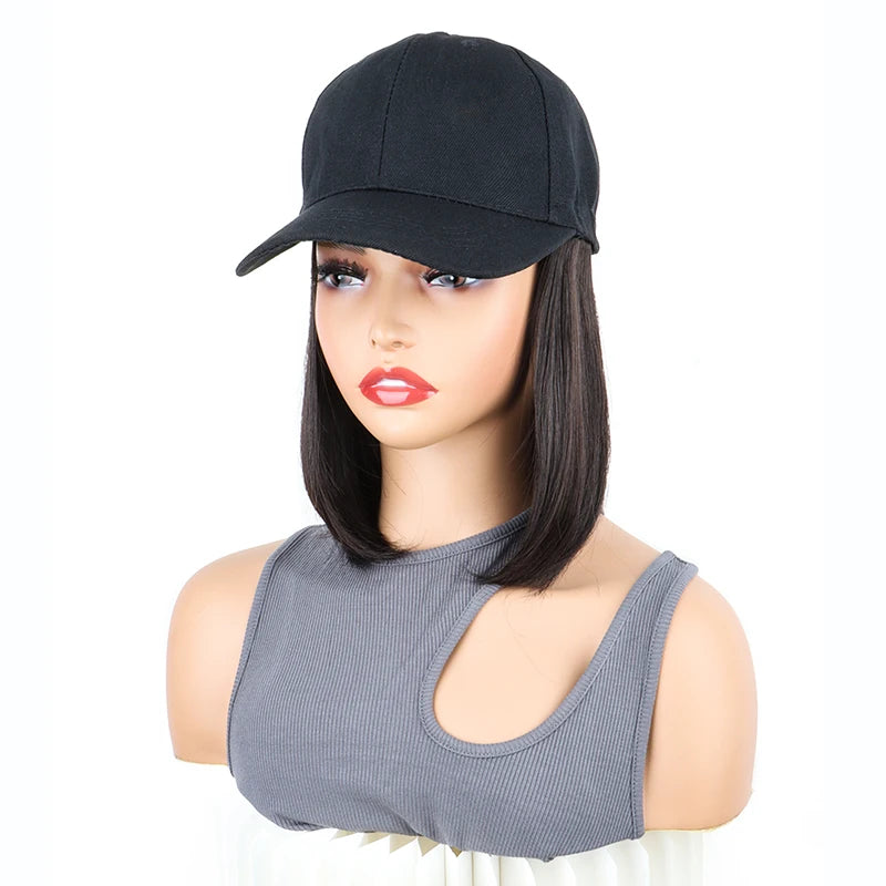 12-Inch Short Bob Synthetic Hair Extension Baseball Cap - 7