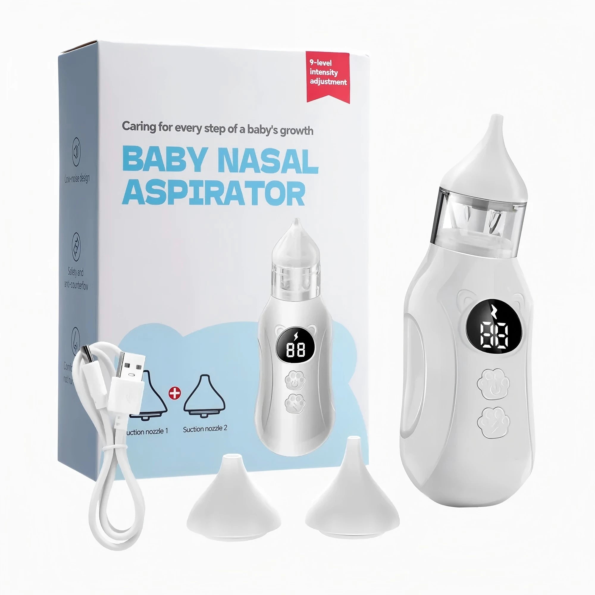Electric Baby Nasal Aspirator with 9 Suction Levels for Newborns - 1