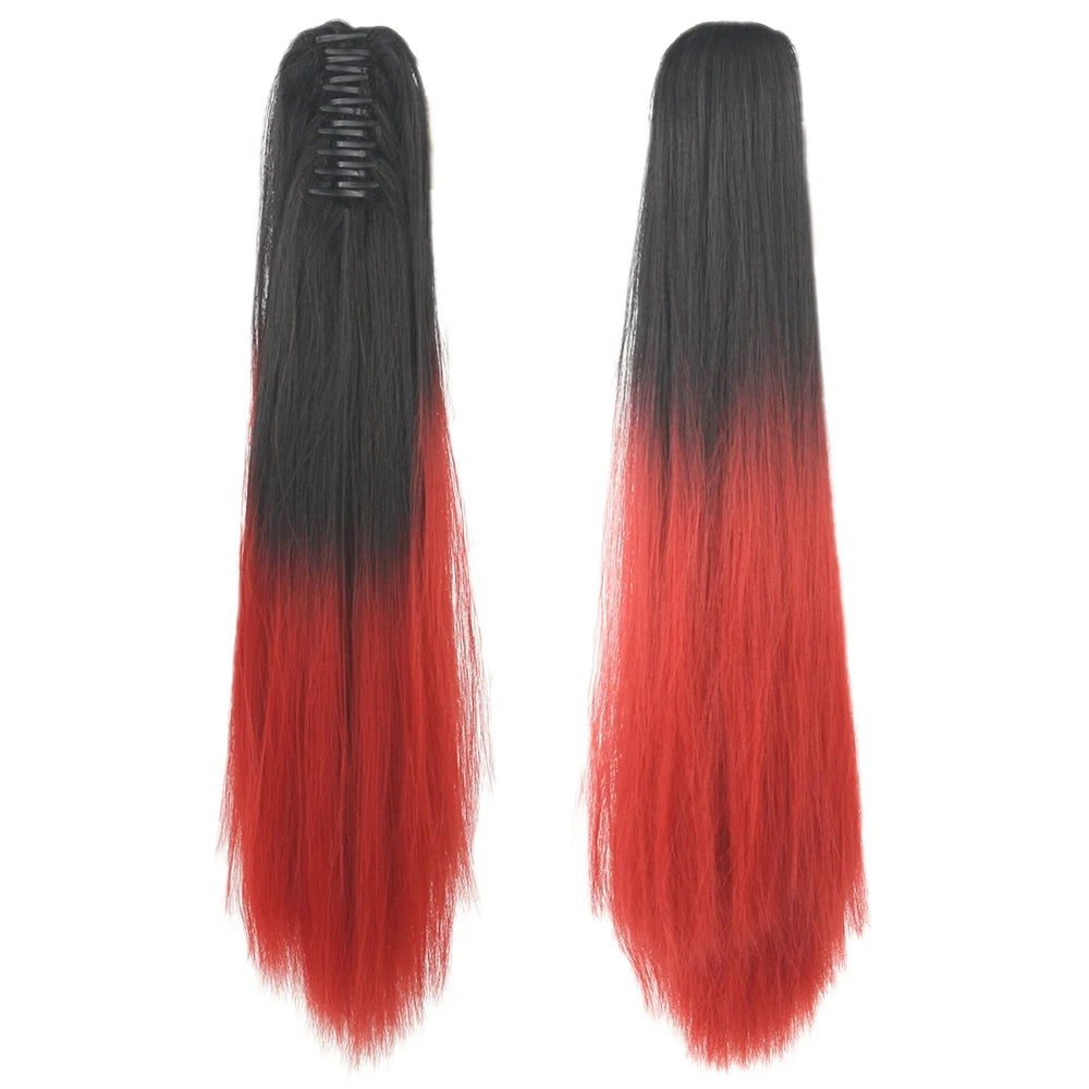 24-Inch Straight Ombre Claw Clip Ponytail Extension - 5