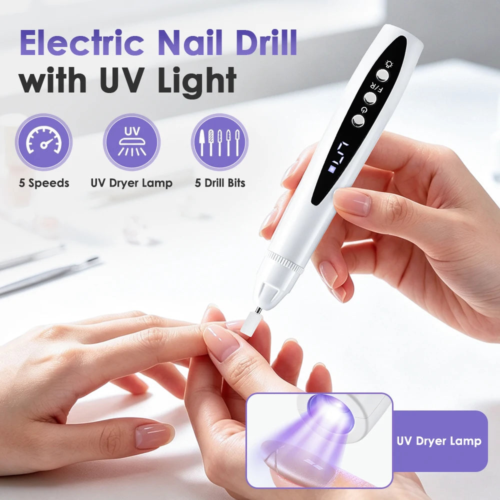2-in-1 Electric Nail Drill and UV Curing Lamp for Professional Manicures