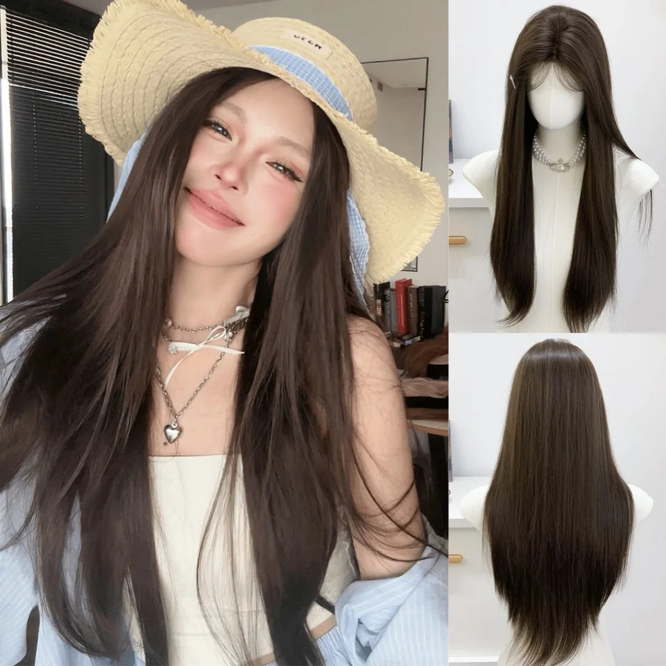 Long Straight Blue Synthetic Cosplay Wig for Halloween and Costume Parties