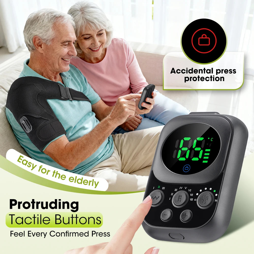 Cordless Heated Shoulder Massage Brace with App Control and Vibration