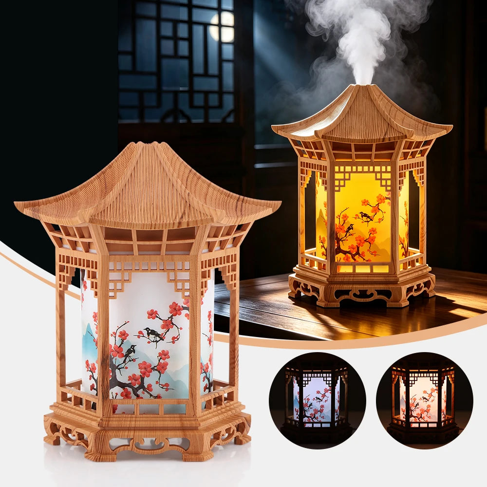 Oriental Pavilion Desktop Humidifier and Soothing Night Light Decor