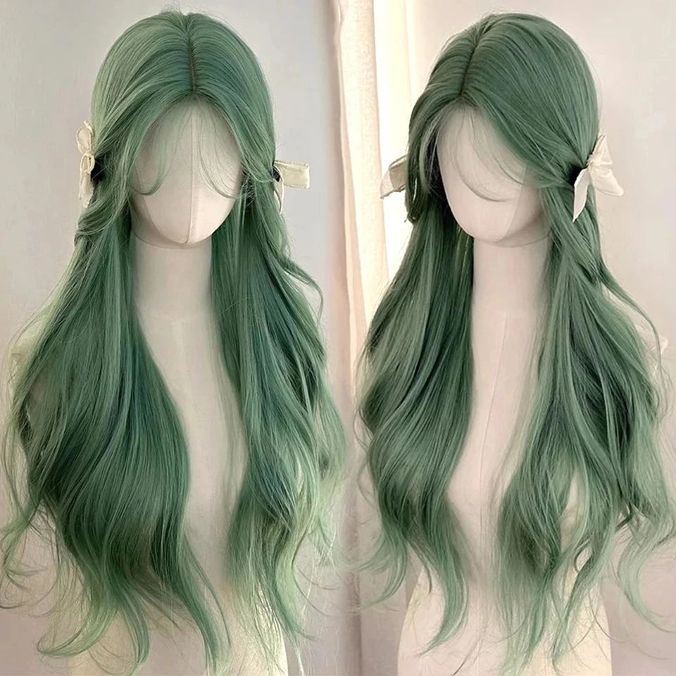 Long Wavy Blonde Cosplay Wig with Bangs - 21